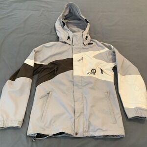 Volcom Nimbus Jacket Mens Large Gray Colorblock Hooded Insulated Ski Snowboard